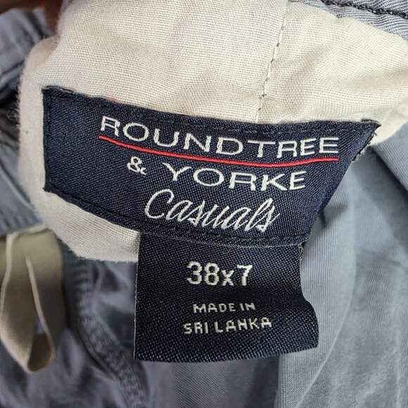 Mens Roundtree & Yorke Casual Blue Chino Shorts Elastic Drawstring Waist 38x7 - Picture 2 of 10